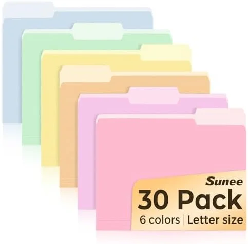 30-Pack Colored File Folders, Letter-Size for Home & Office Organization