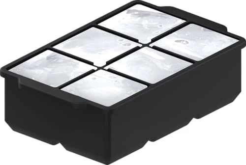 Practical KitchFort Large Silicone Ice Cube Tray (2-Pack), Easy Release 2" Big Ice Cubes - Cocktail, Whiskey I