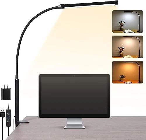 Flexible Clamp Desk Lamp: 3 Color Modes, 10 Brightness Levels