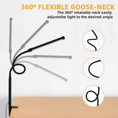 Flexible Clamp Desk Lamp: 3 Color Modes, 10 Brightness Levels