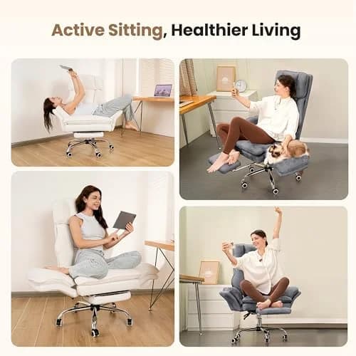 Stylish Big and Tall Office Chair, Flip Armrests for Pets & Cross Legged Sitting, Executive Ergonomic Comput